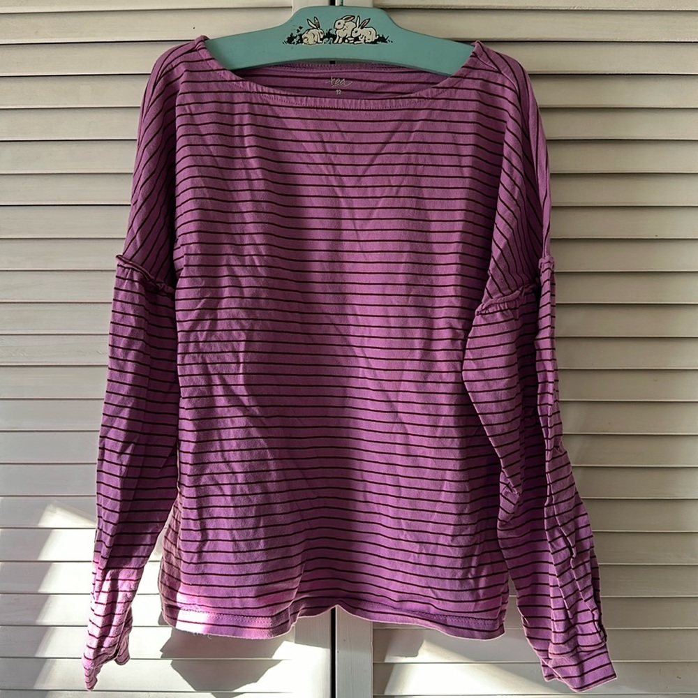 Tea Collection purple striped long sleeve shirt